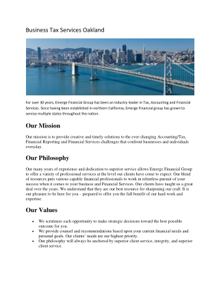 Business Tax Services Oakland