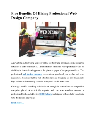 Five Benefits of Hiring Professional Web Design Companies