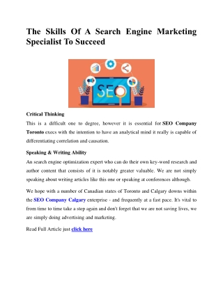 The Skills of a search engine marketing Specialist to Succeed