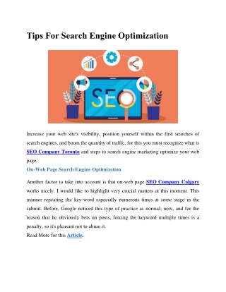 Tips for search engine optimization Optimization