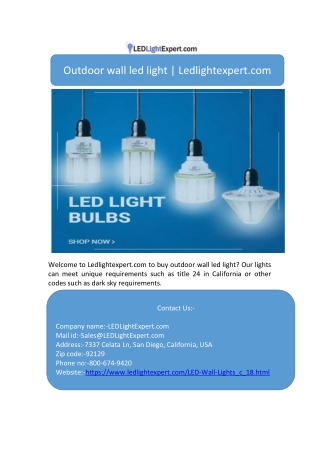 Outdoor wall led light | Ledlightexpert.com