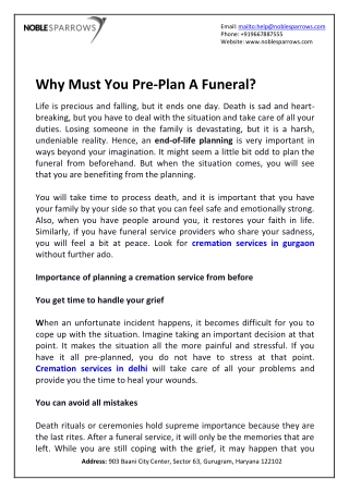 Why Must You Pre-Plan A Funeral