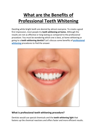 What are the Benefits of Professional Teeth Whitening
