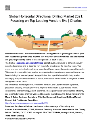 Global Horizontal Directional Drilling Market 2021: Focusing on Top Leading Vend