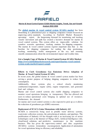 Marine & Vessel Control System SCADA Market Insights, Trends, Size and Growth Analysis 2022-2026