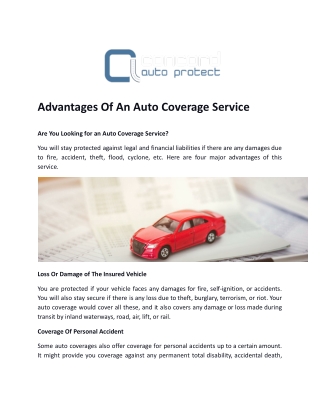 Advantages Of An Auto Coverage Service