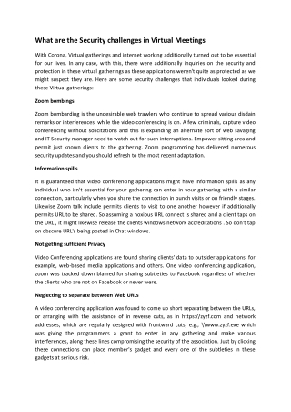 What are the Security challenges in Virtual  Meetings