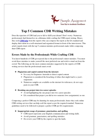 Top 5 Common CDR Writing Mistakes