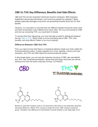 CBD Vs THC Key Difference, Benefits And Side Effects