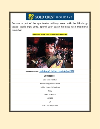 Edinburgh tattoo coach trips 2022 | Gold-Crest