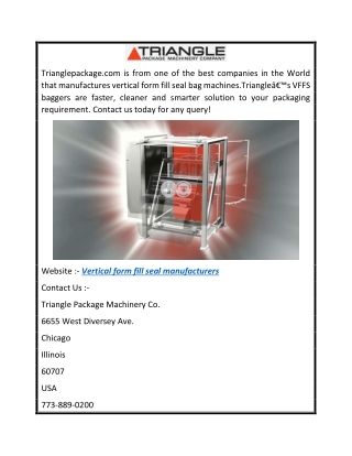 Vertical Form Fill Seal Manufacturers - VFFS Baggers