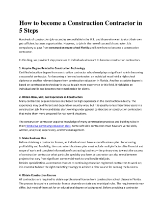 How to become a Construction Contractor in 5 Steps