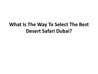 The Best desert safari