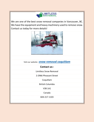 Snow Removal in Coquitlam | Limitless Snow Removal