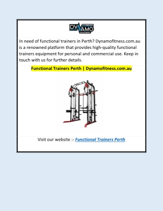 Functional Trainers Perth | Dynamofitness.com.au