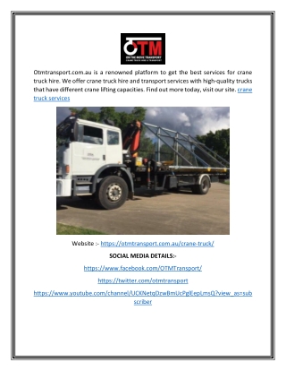 Crane Truck Services  Otmtransport.com