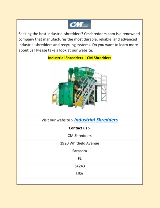 Industrial Shredders | CM Shredders