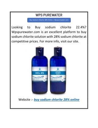 Buy Sodium Chlorite 28% Online  Wpspurewater.com