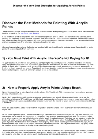 Find Out the Best Methods for Applying Acrylic Paints