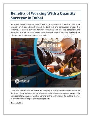 Benefits of Working With a Quantity Surveyor in Dubai