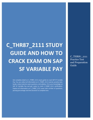 C_THR87_2111 Study Guide and How to Crack Exam on SAP SF Variable Pay