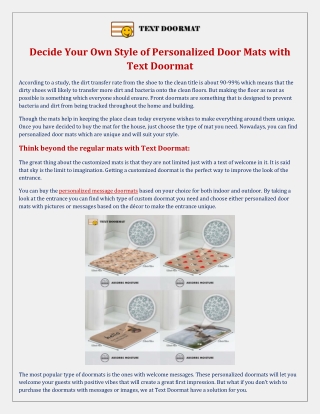 Decide Your Own Style Of Personalized Door Mats With Text Doormat