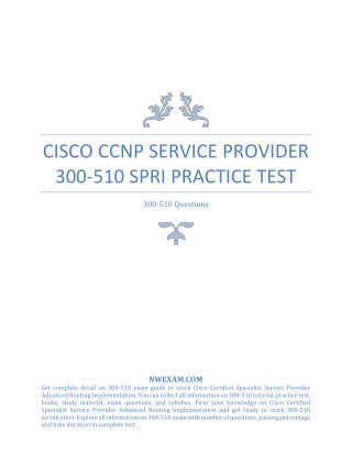 Cisco CCNP Service Provider 300-510 SPRI Practice Test