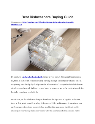 Best Dishwashers Buying Guide