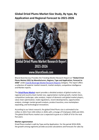 Global Dried Plums Market Research Report 2021-2026