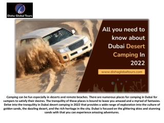 All you need to know about Dubai Desert Camping In 2022