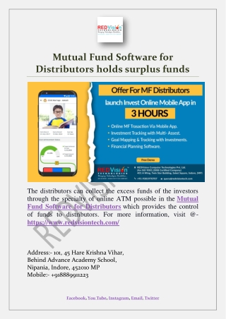 Mutual Fund Software for Distributors holds surplus funds