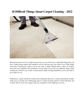 10 Difficult Things About Carpet Cleaning – 2022