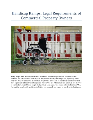 Handicap Ramps: Legal Requirements of Commercial Property Owners