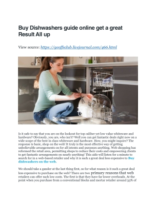 Buy Dishwashers guide online get a great Result All up