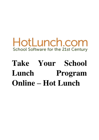 Take Your School Lunch Program Online – Hot Lunch