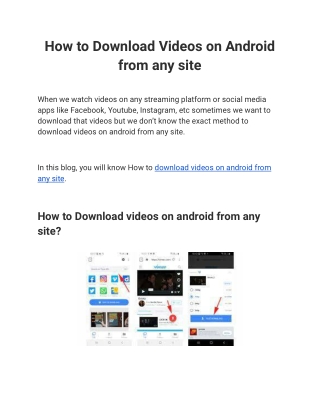 How to Download Videos on Android from any site