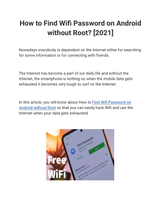 How to Find Wifi Password on Android without Root