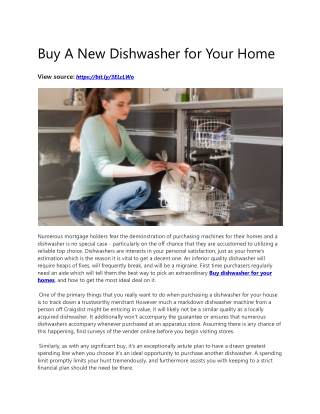 Buy A New Dishwasher for Your Home