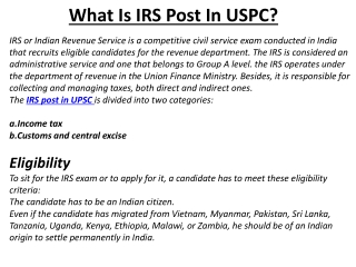 What Is IRS Post In USPC