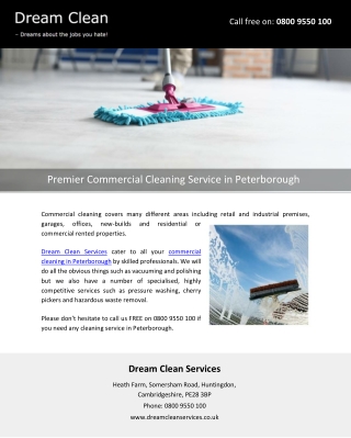 Premier Commercial Cleaning Service in Peterborough