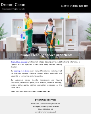 Reliable Cleaning Service In St Neots