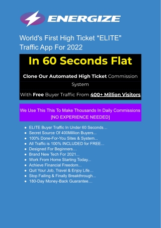World's First High Ticket *ELITE" Traffic App For 2022