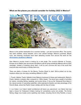What are the places you should consider for holiday 2022 in Mexico