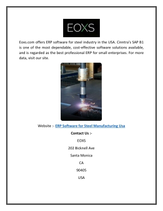 Erp Software for Steel Manufacturing Usa | Eoxs.com