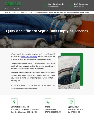 Quick and Efficient Septic Tank Emptying Services