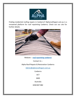 Roof Repointing Canberra | Alpharoofingact.com.au