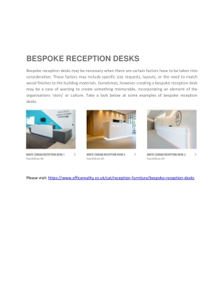 Bespoke Reception Desks - Office Reality