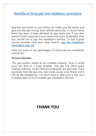 Benefits of hiring gas line installation contractors