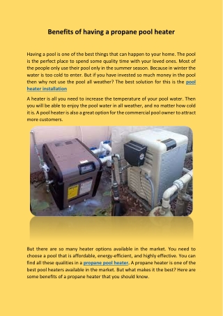 Propane Pool Heater