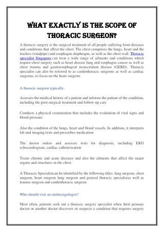 Thoracic specialist Singapore